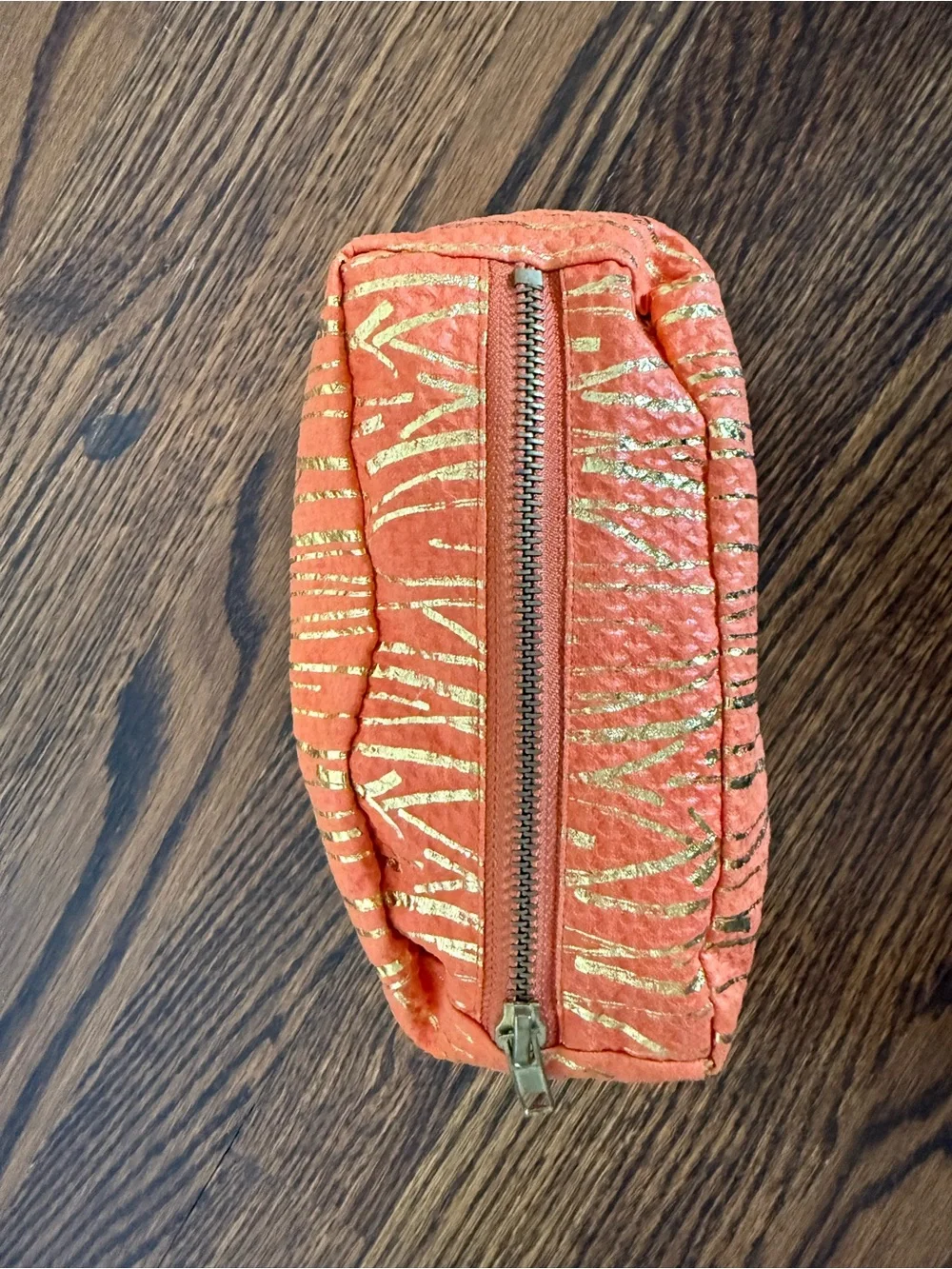 NWOT Orange Metallic Accent Women's Cosmetic Pouch
